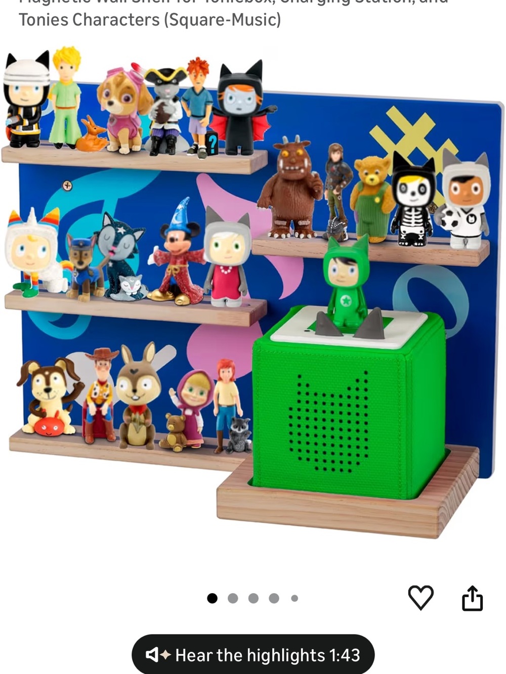 Wooden walls shelf for Tonie box & characters